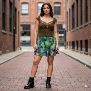 Handmade‎ Fairy Mini Skirt Size S Sheer Chiffon Layered Mystical Whimsy Ethereal